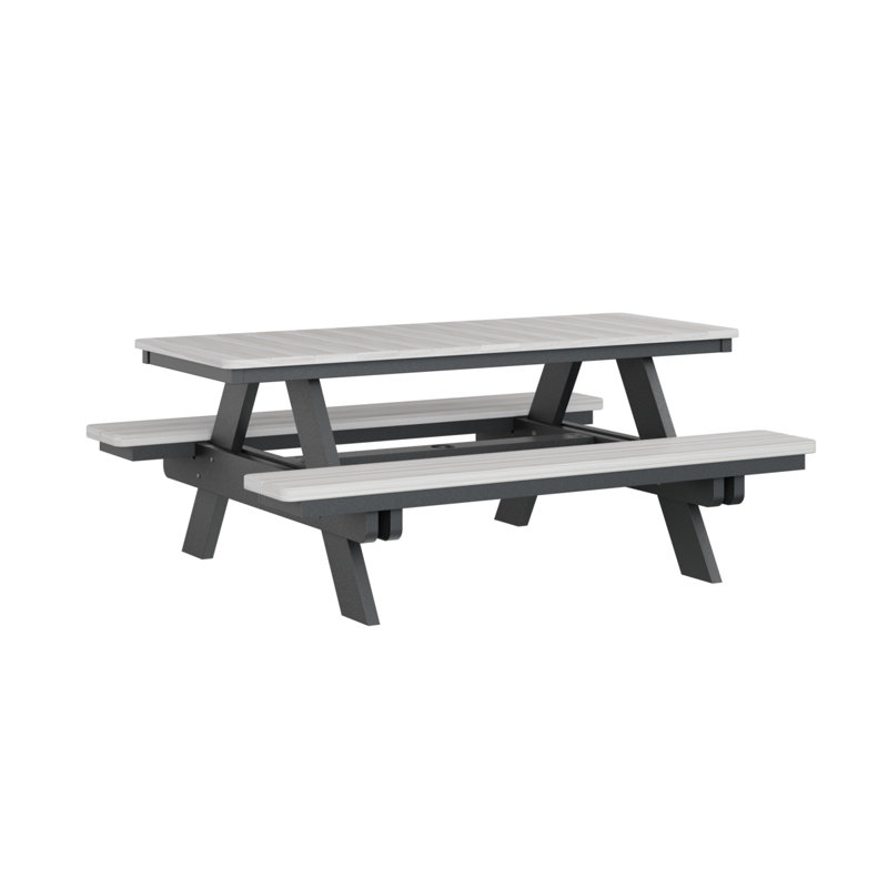 Table de pique-nique rectangulaire Berlin Gardens Ada, Seashell Top/Black Base