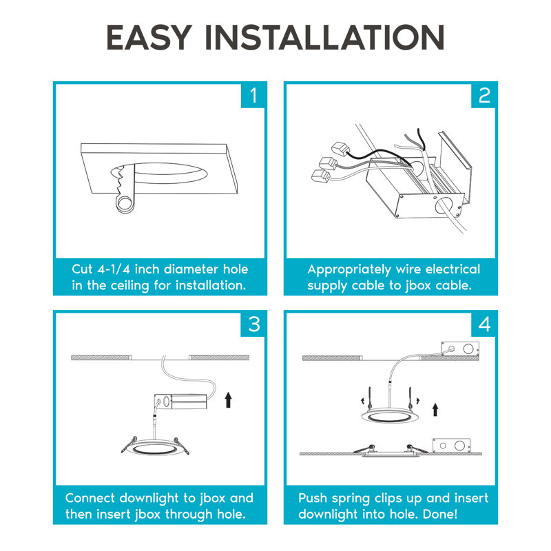 4-Inch Black Aluminum LED Canless Recessed Lighting Kit