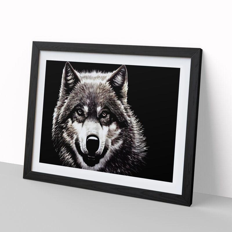 Face Of The Wolf Vol.2 - Single Picture Frame Painting, 25cm H x 34cm W x 2cm D, Black