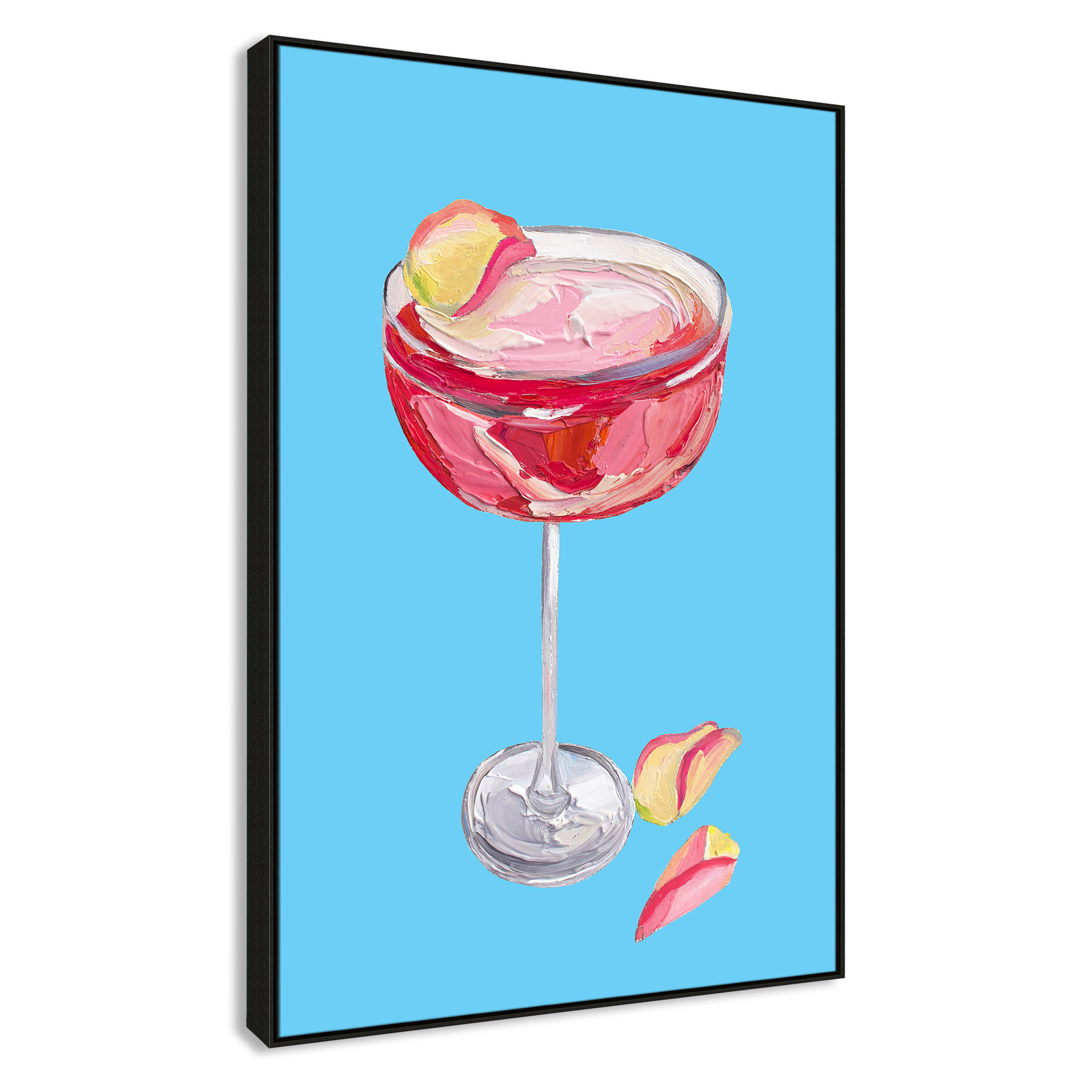 Sparkling Rose Gin Cocktail Print by Straker, 61.5" H x 41.5" W, Espresso Floater