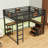 Queen Loft Bed With Desk And Storage Drawers,Ladder