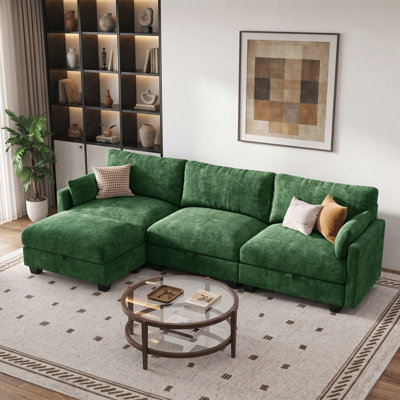 Modular Sectional Couch for Living Room, Comfy Sofa with Storage Seats and Ottoman