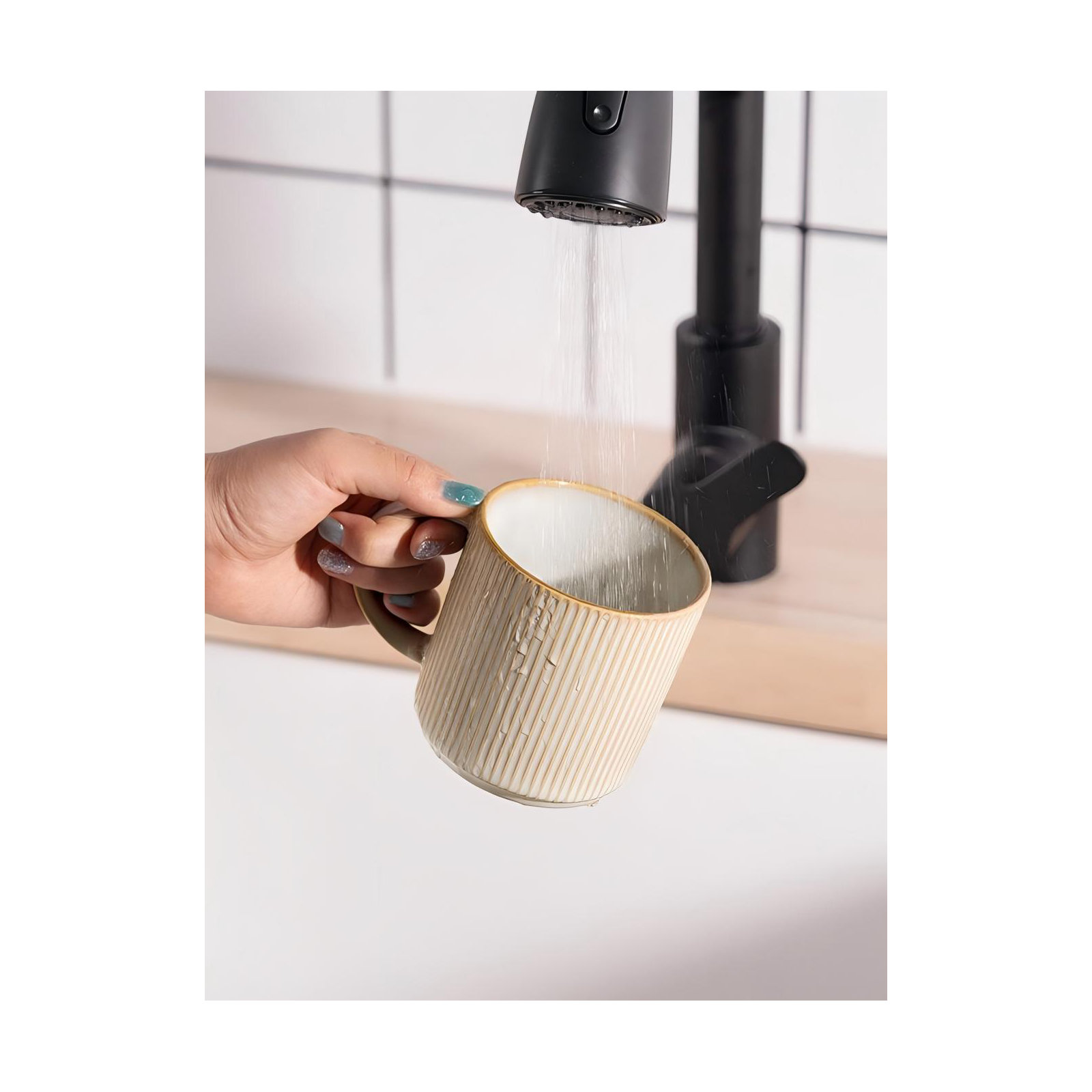 Azal Stoneware Coffee Cup, Cappuccino White