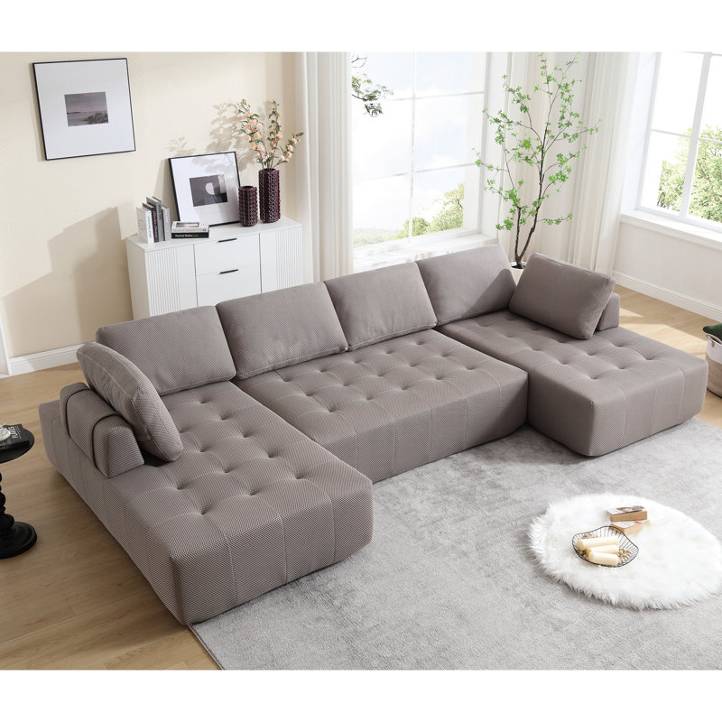 138,5 "rembourré modulaire, 6 en maille grise respirante pour une décoration élégante, H 30,59 po x l 140,64 po x P 68,03 po