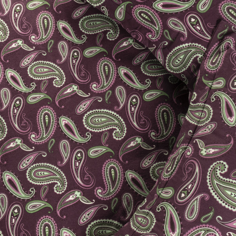 Superior Flannel Cotton Modern Classic Fuzzy Duvet Cover Set With Pillow Shams, Twin / Twin XL Duvet + 1 Sham, Purple Paisley