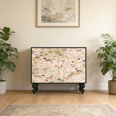 Solid Wood Storage Cabinet with Artistic Design