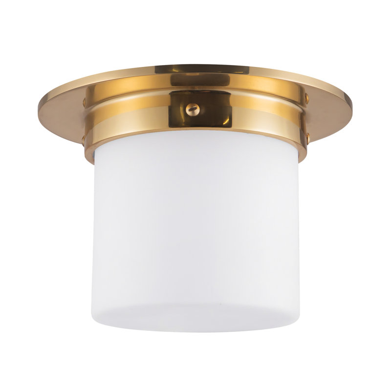 Mineral 8-in Brass Flush Mount, Brass, Opal Glass