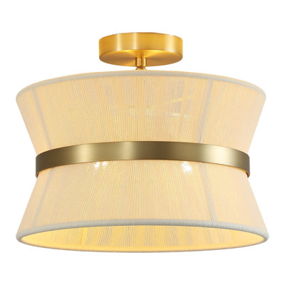 Plafonnier semi-encastré 2 lumières Boho Rattan