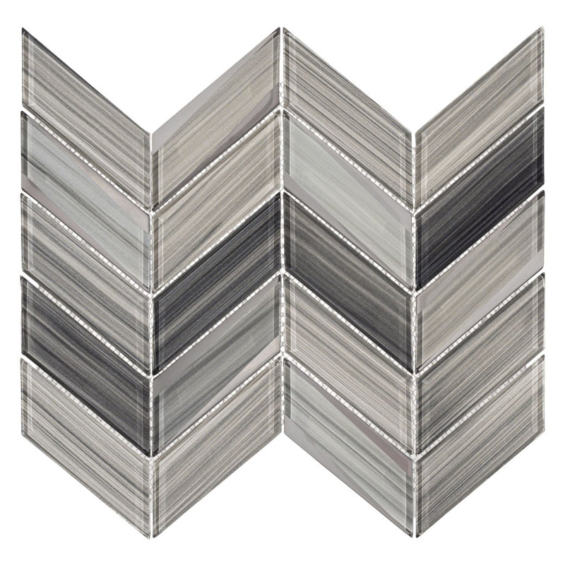 2 po. x 5 po Carreau de mosaïque en verre à chevrons striés, Martines