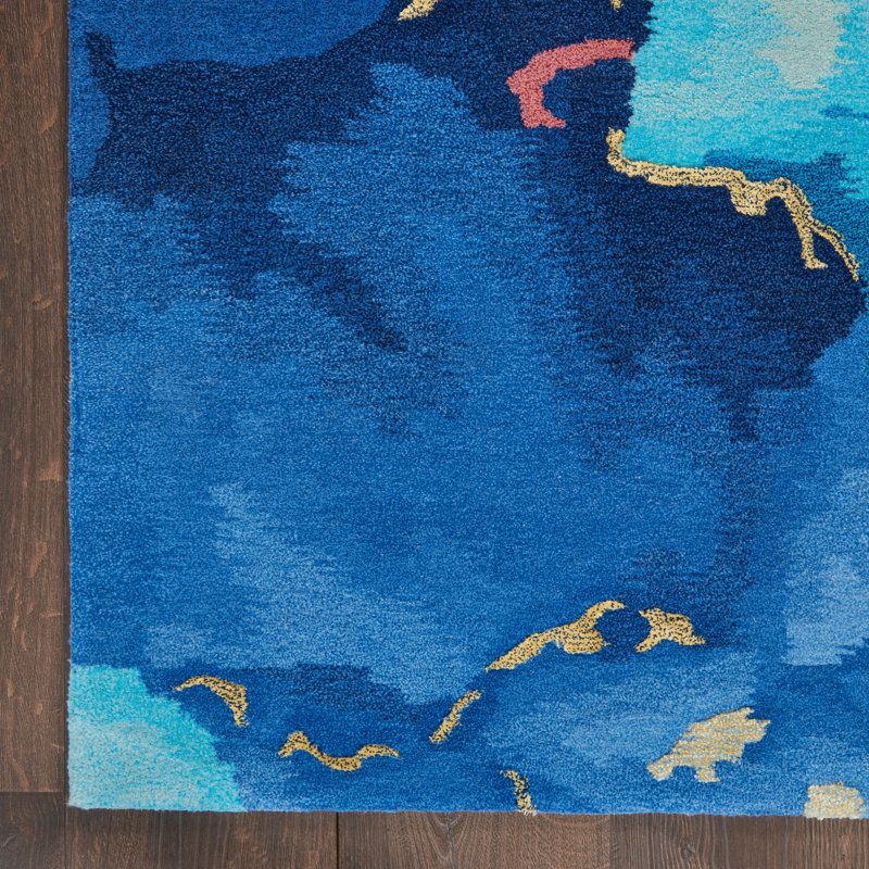 Abstract Handmade Tufted Orange Area Rug, Rectangle 5'6" x 7'5"