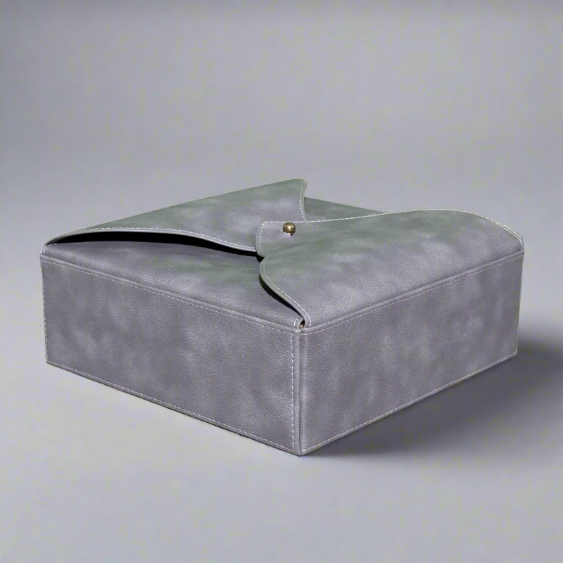 Boîte à bijoux en cuir pour elle, Gris foncé