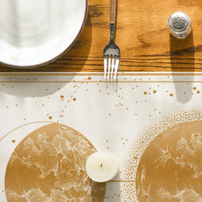 Beige Astrology Moon Magic Art Table Runner, Seasonal Mystical Gothic Kitchen Dining Table Decoration for Home Party Decor 13x72 Inch