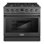 Cosmo 36 po Collection Lumin 6,1 pi³ Cuisinière au gaz avec 6 brûleurs scellés et four à convection en noir mat