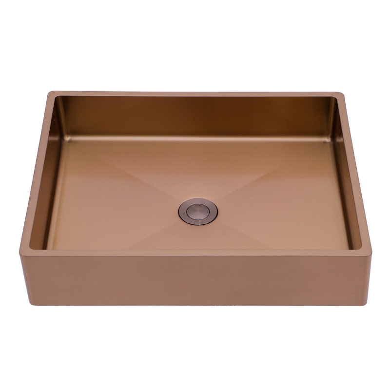 19"X15" Bathroom Sink In Rose Gold Stainless Steel - Low Maintenance Required With Advanced Water Drainage System