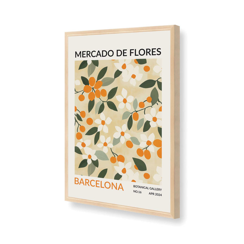 "Barcelona Flower Market", reproduction encadrée, H 17 po x l 13 po x P 1,25 po, Reproduction encadrée sans passe-partout