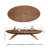 Chebo Retro Oval Coffee Table with Wood Grain Finish and Gold Metal Legs