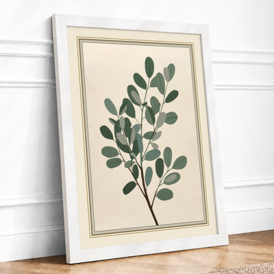 Single Stem in Green Botanical - Framed Print