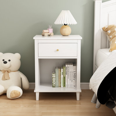 Wooden Nightstands With Single Drawer And Shelf