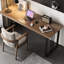 Bureau noyer + bois massif rectangulaire noir + fer-564380536