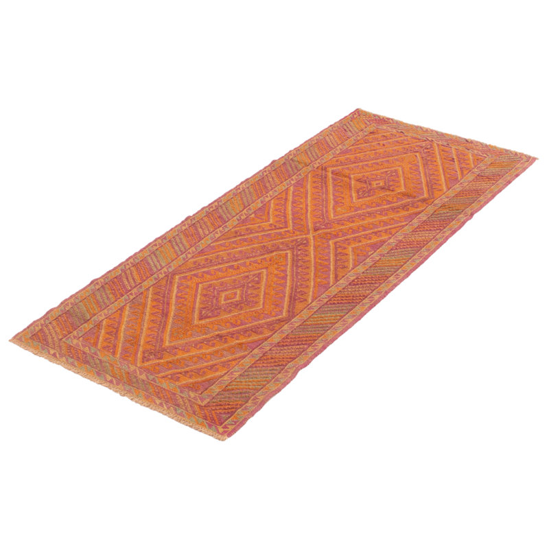Tapis de couloir unique en laine noué à la main orange vieilli 2 pi 9 po x 6 pi 5 po Jimitry