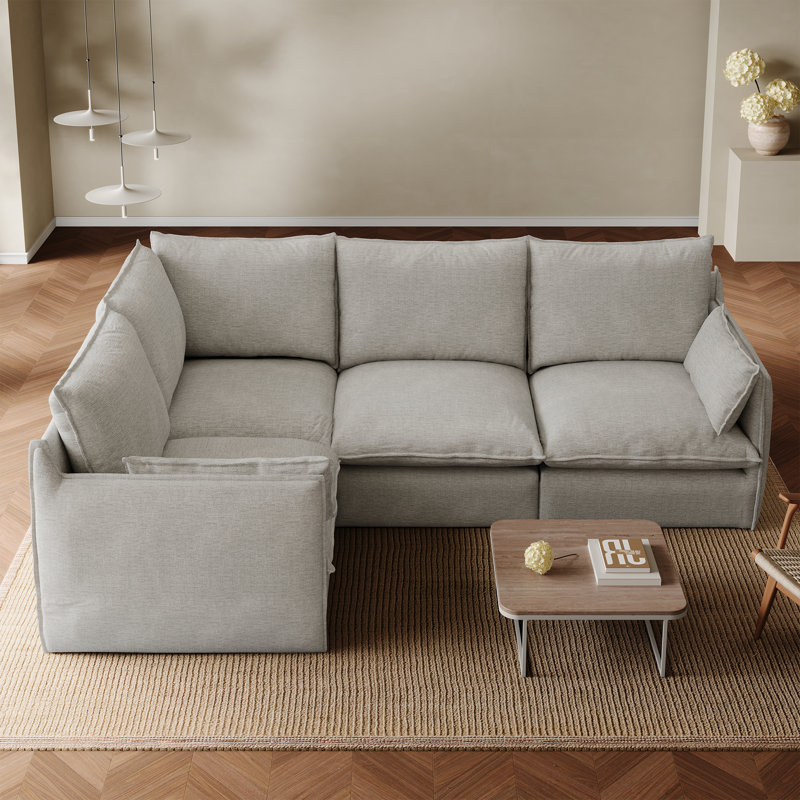 94.6 Inch L Shape Modern Sofa For Living Room Sectional Couches, Gray
