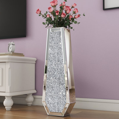 DeGrailly 30" Handmade Mirrored Glass Floor Vase Modern Contemporary Glam Stylish
