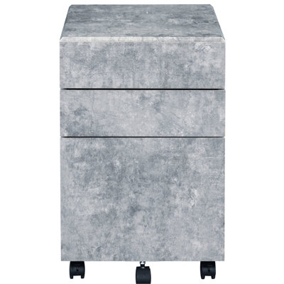 Faux Concrete Look Silver File Cabinet With 3 Drawers For Document Storage Stylish 3 Accent Modern Office by Wrought Studio