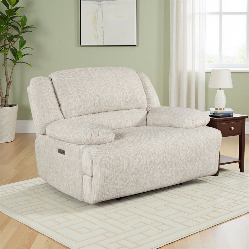 Ormond 57" Transitional Microfiber Power Reclining Chair with USB-A & C Charging, One-Touch Power Control & Wall-Hugger Design
