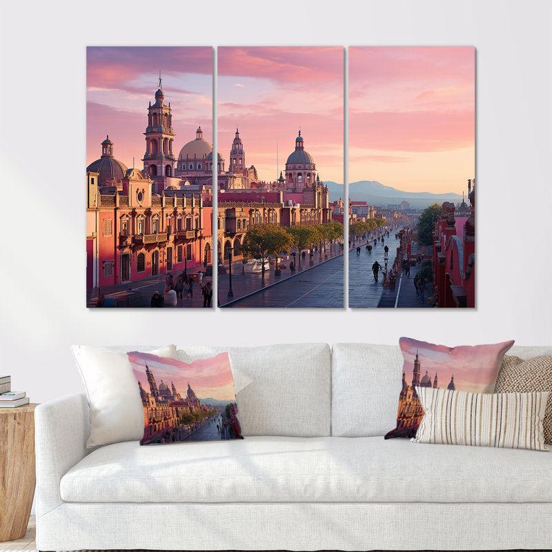 Zocalo, Mexique, paysage, ensemble d'art sur toile, Toile tendue, H 40 po x l 60 po x P 1 po
