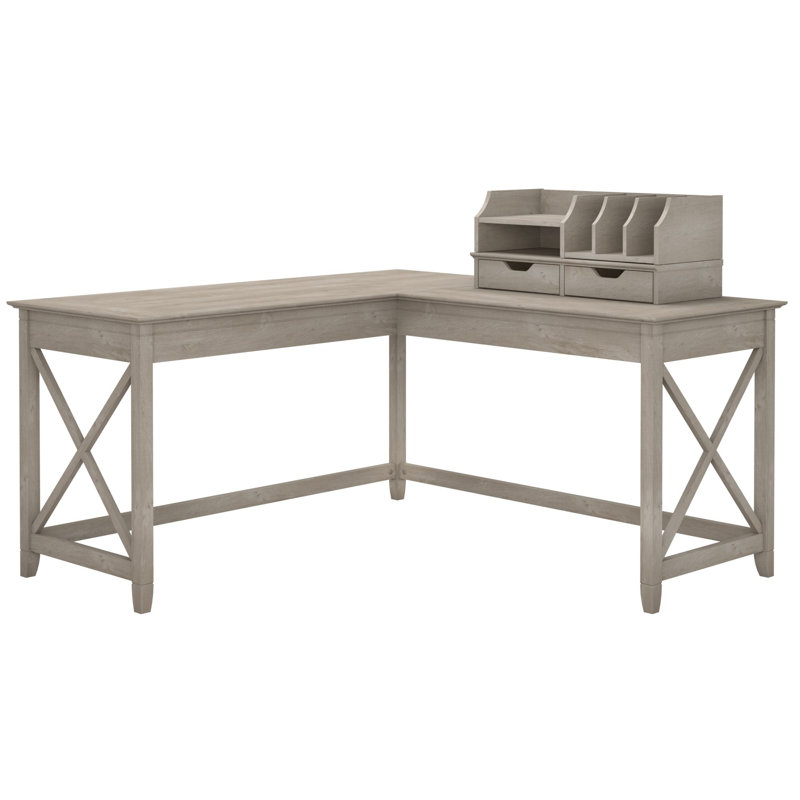 Huckins L-Shaped Writing Desk, Washed Gray