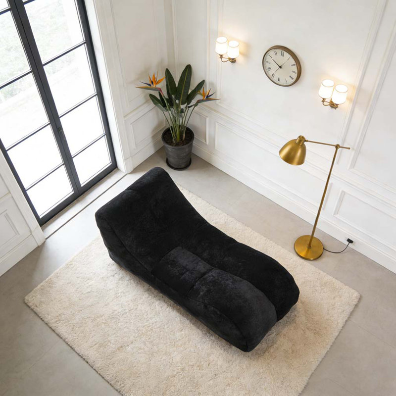 Soft beanbag chair with high resilience foam core for two people., Black