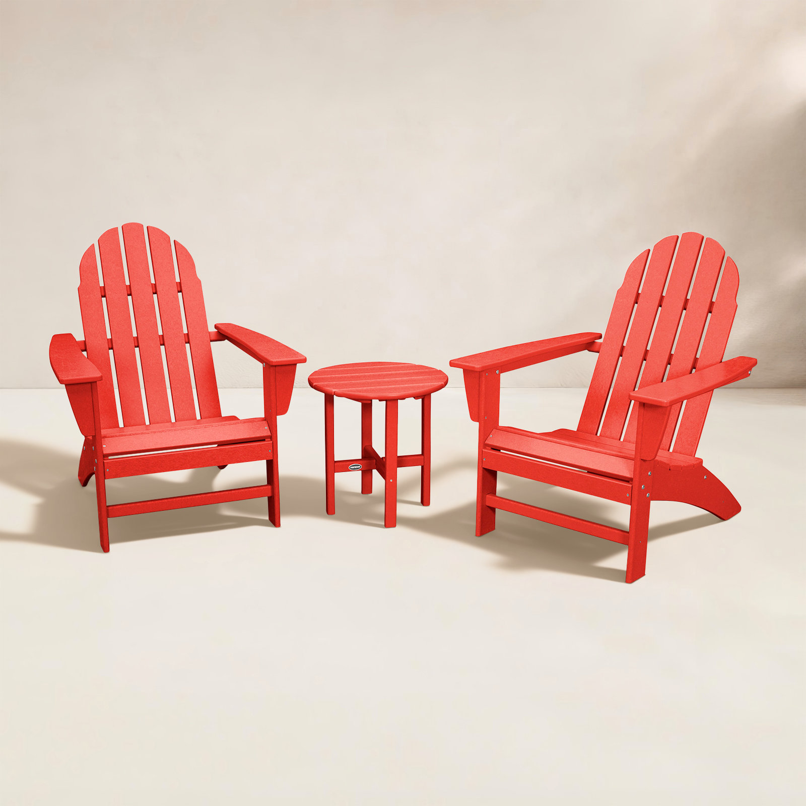 POLYWOOD® Classic Adirondack 2-Person Patio Seating Group, Sunset Red