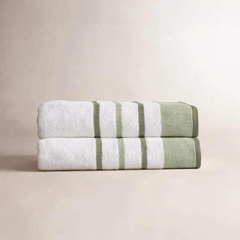 Deanthony Luxury Cotton Decorative, Desert Sage Green/Moss Green, Bath Sheets - 2 Pack