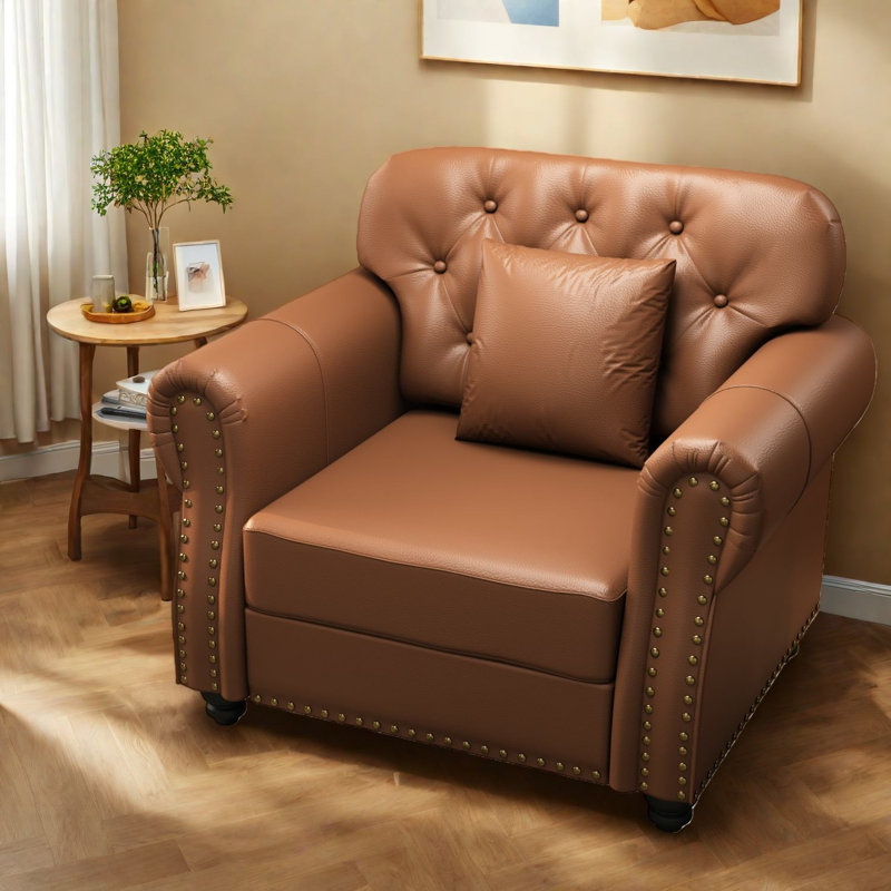 Canapés confortables en similicuir de style moderne Chesterfield de 41,3 pouces pour la maison