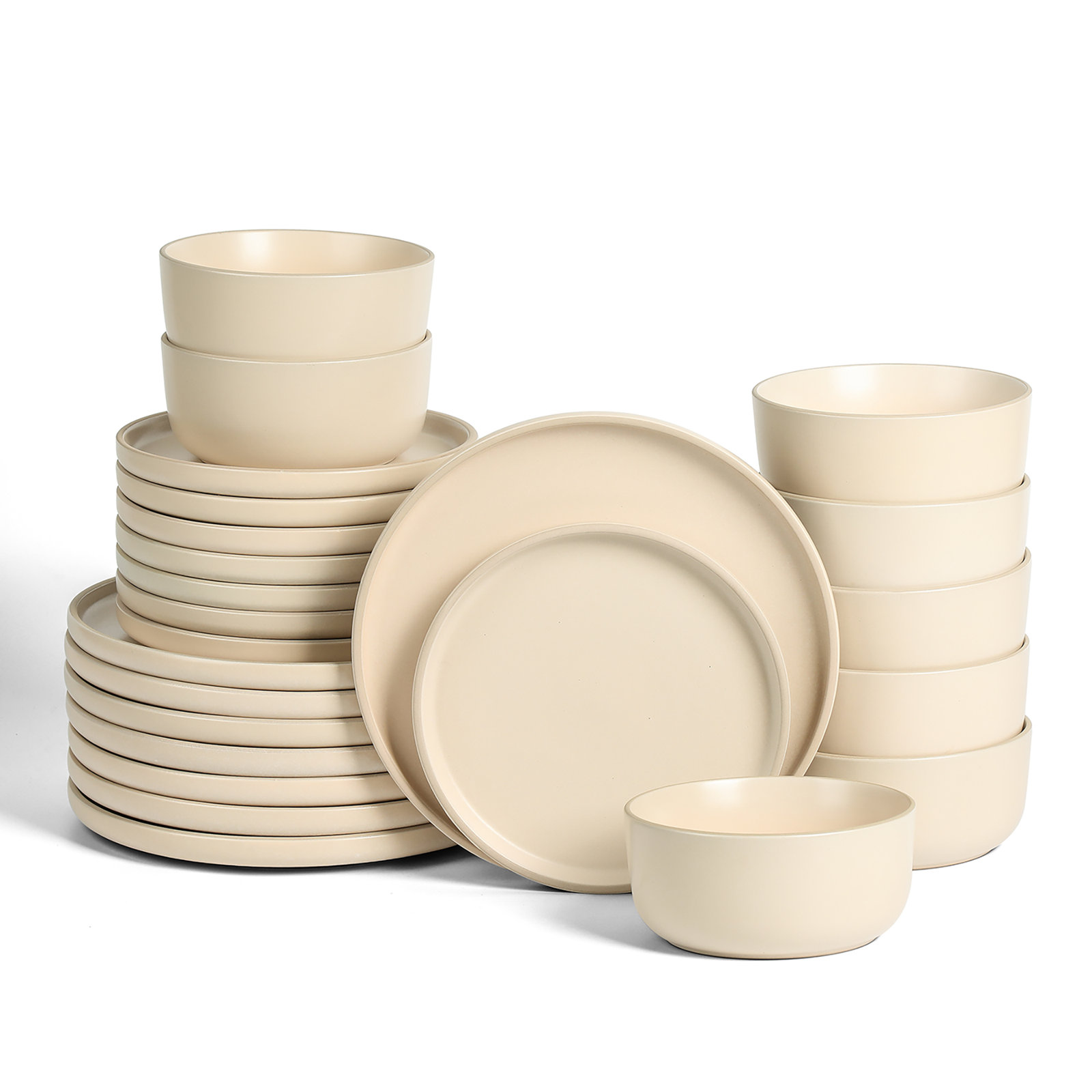 Amber Stoneware Dinnerware Set, Beige