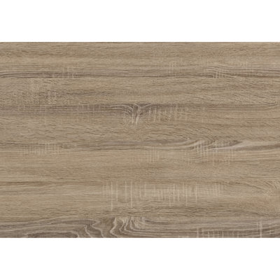 Bureau d'ordinateur moderne - Longueur 107 cm (42 po), stratifié brun, piètement en métal taupe, 2 tiroirs et tablette ouverte