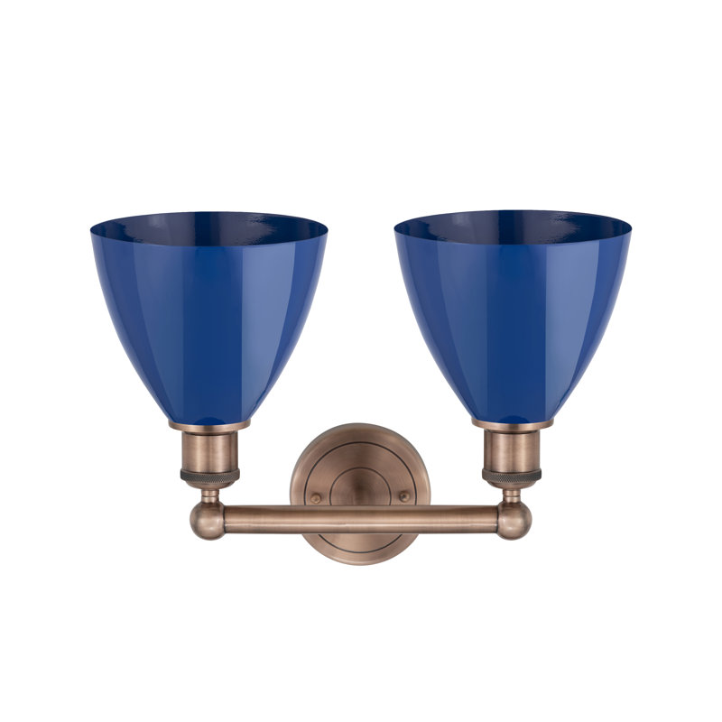 Éclairage pour meuble-lavabo de salle de bain 2 lumières 16,5 pouces Anjail Dome, Bleu, Cuivre antique