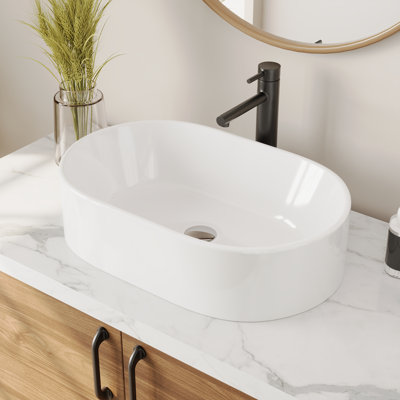 DeerValley 55.5 x 34.5 x 14cm Ceramic Oval Countertop Bathroom Basin with Drain Vessel Sink