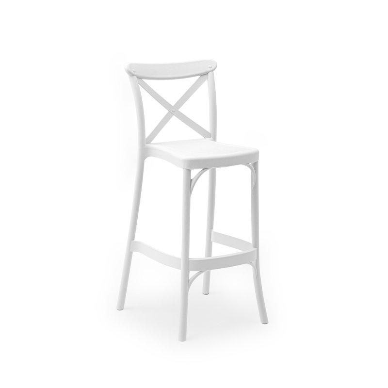 Milan Patio Counter Stool, White, 30" H