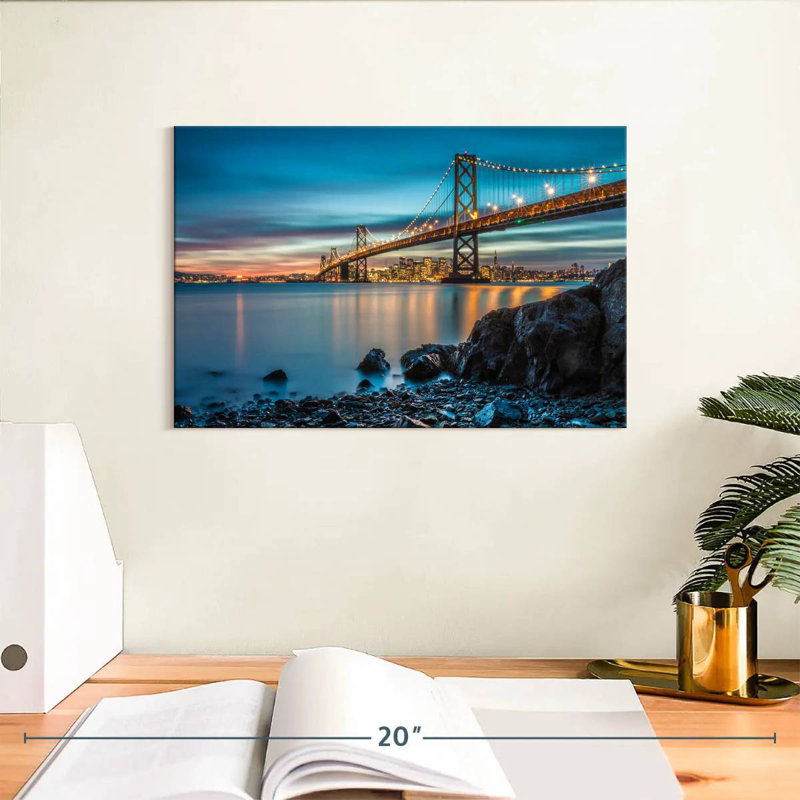 Lilie Oakland Bay Bridge au crépuscule, H 8 po x l 12 po