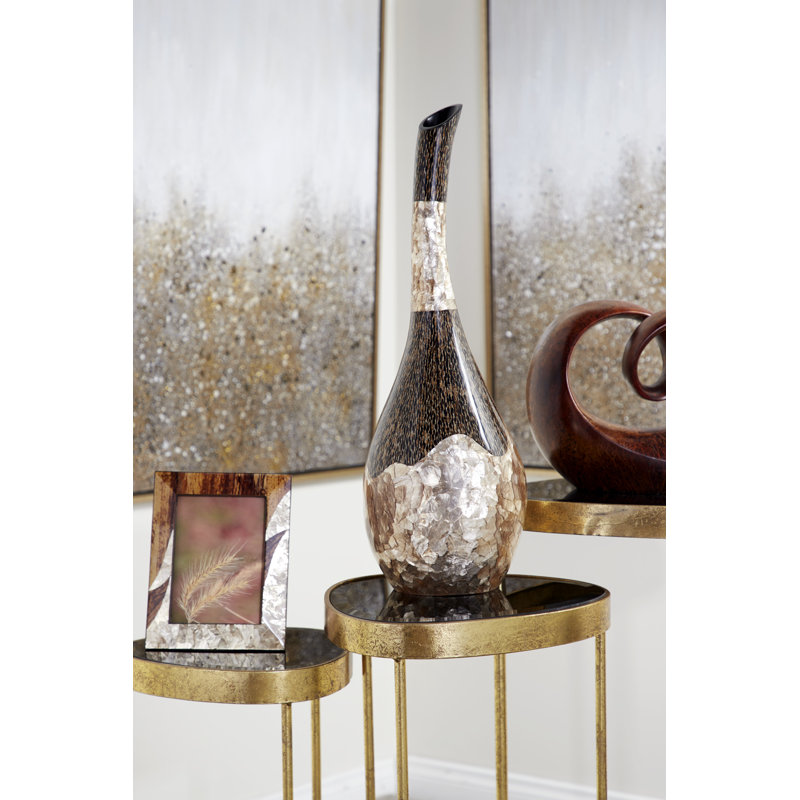 Vase de plancher en résine Alexsondra Capiz, H 24 po x l 8 po x P 8 po