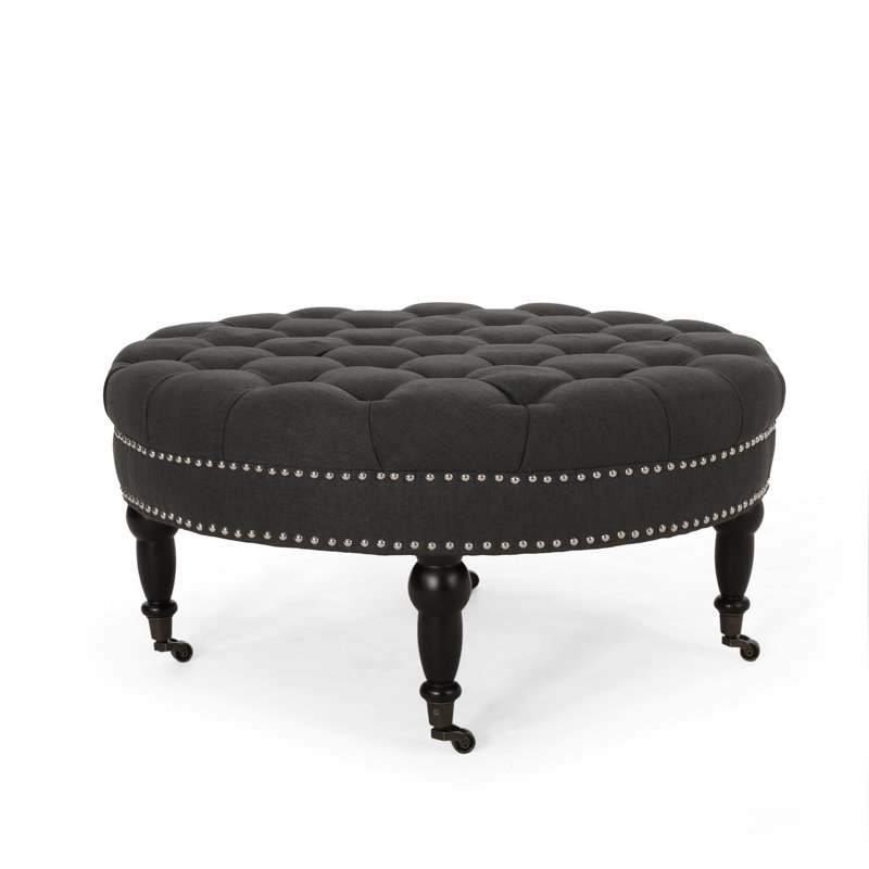 Table basse avec repose-pieds Healdton, Polyester gris foncé
