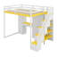 Lit mezzanine avec escalier de rangement, coiffeuse, armoire, armoires, ports de chargement USB-852683174