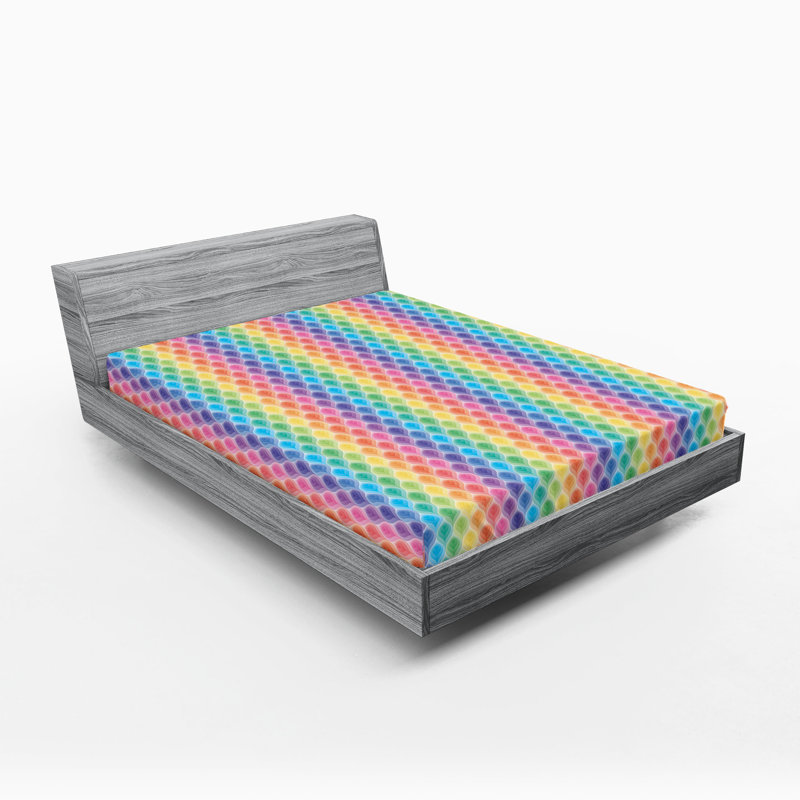 Ensemble de 2 draps-housse dégradés Ambesonne bleu sarcelle très clair bleu pâle et blanc, Drap-housse pour grand lit