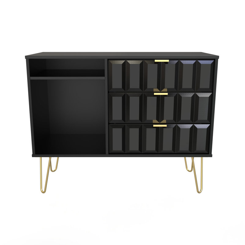 Alcimon 3 Drawer TV Unit, Black
