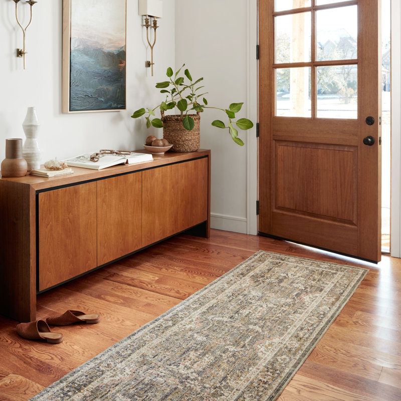 Chris Loves Julia x Loloi Rosemarie Oriental Sage Blush Area Rug, Runner 2'7" x 10'