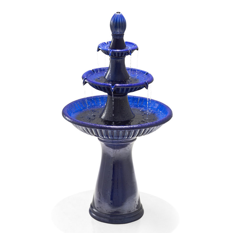 Fontaine en céramique avec lumière Abdulhakeem, Bleu violacé