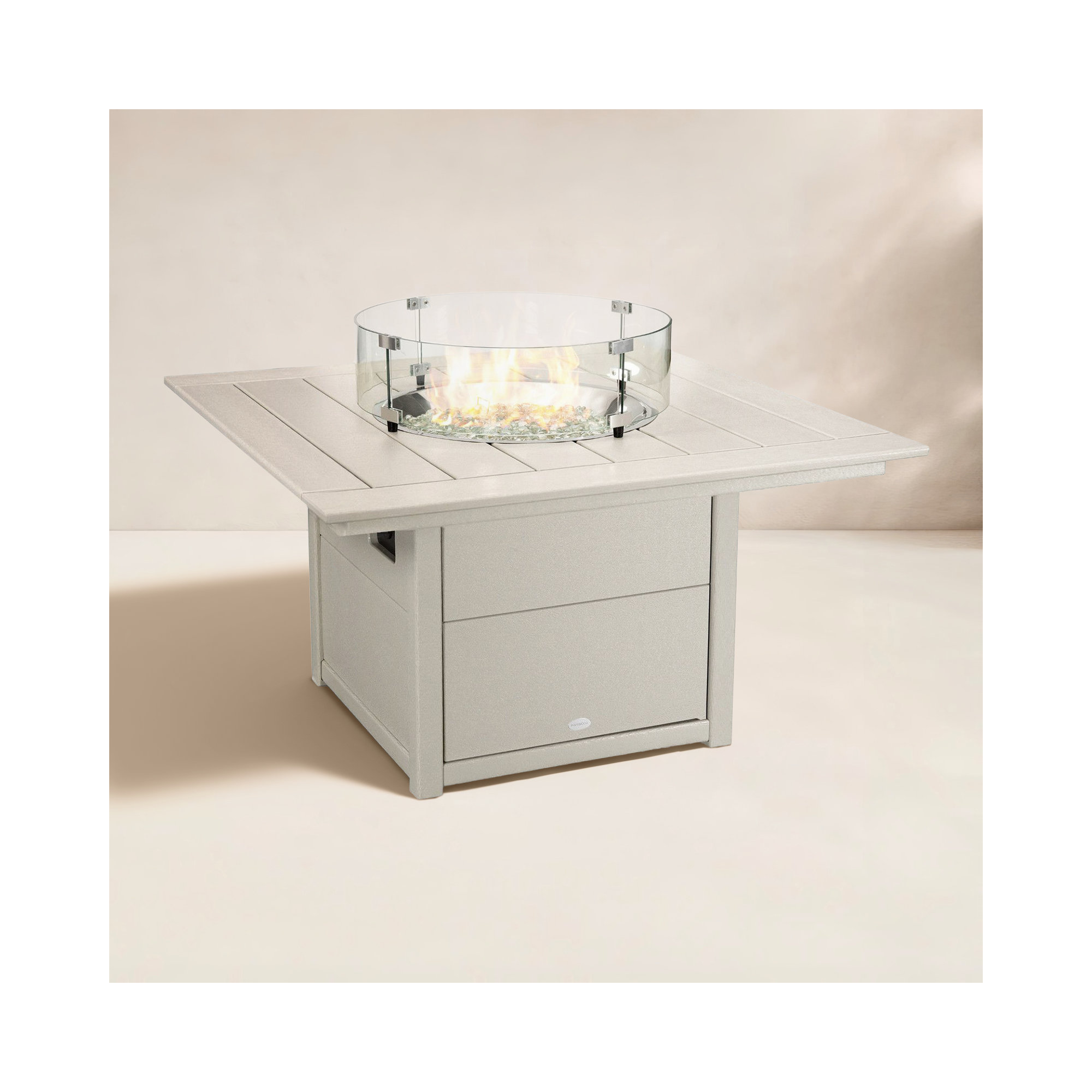 POLYWOOD Square 42" Fire Pit Table, Sand