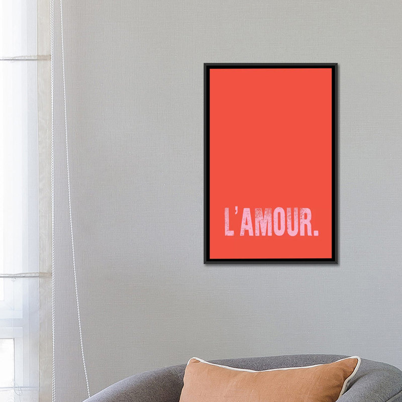 «L'Amour Red», impression sur toile, H 26 po x l 18 po x P 1,5 po, Toile avec cadre noir, Pas de tapis