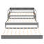 Lit de jour gris - lit simple TG avec 2 lits gigognes, 3 rangements et un lit gigogne en bois-130672375
